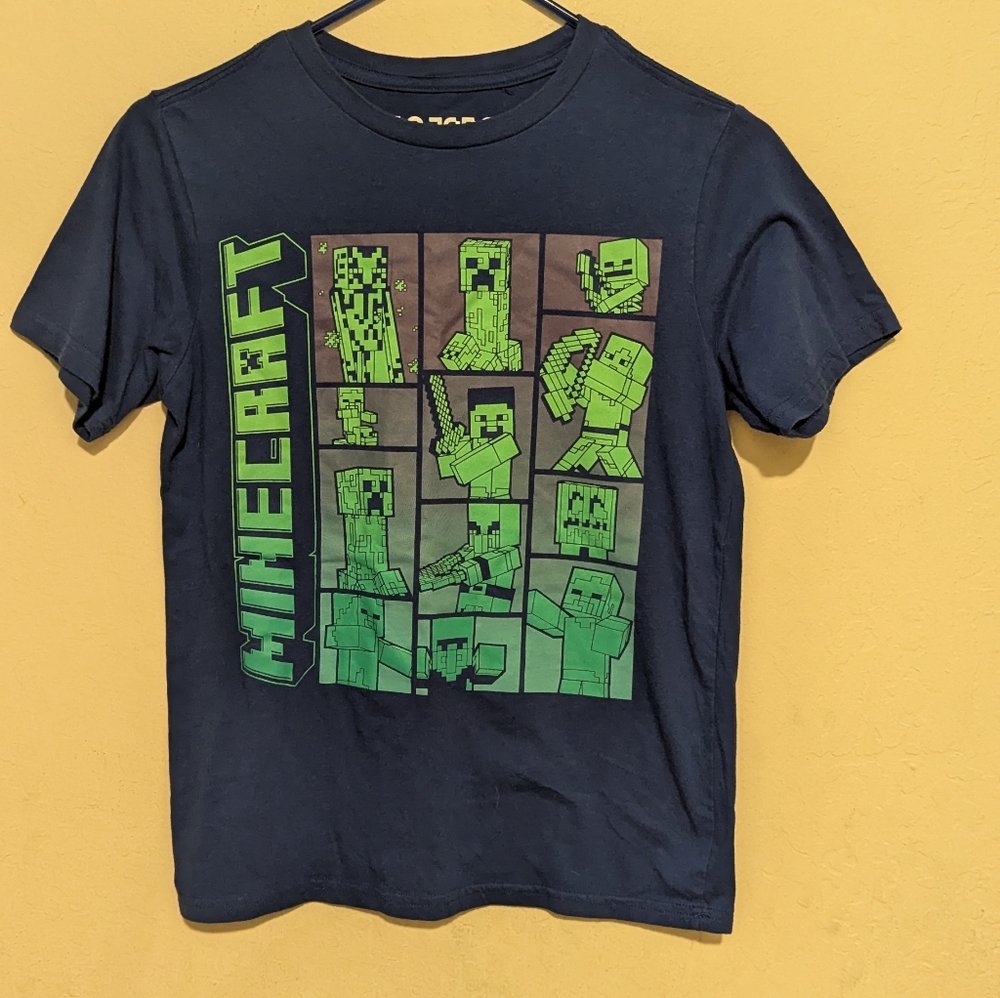 Mojang Minecraft Graphic T-Shirt in Blue and Green Size Large